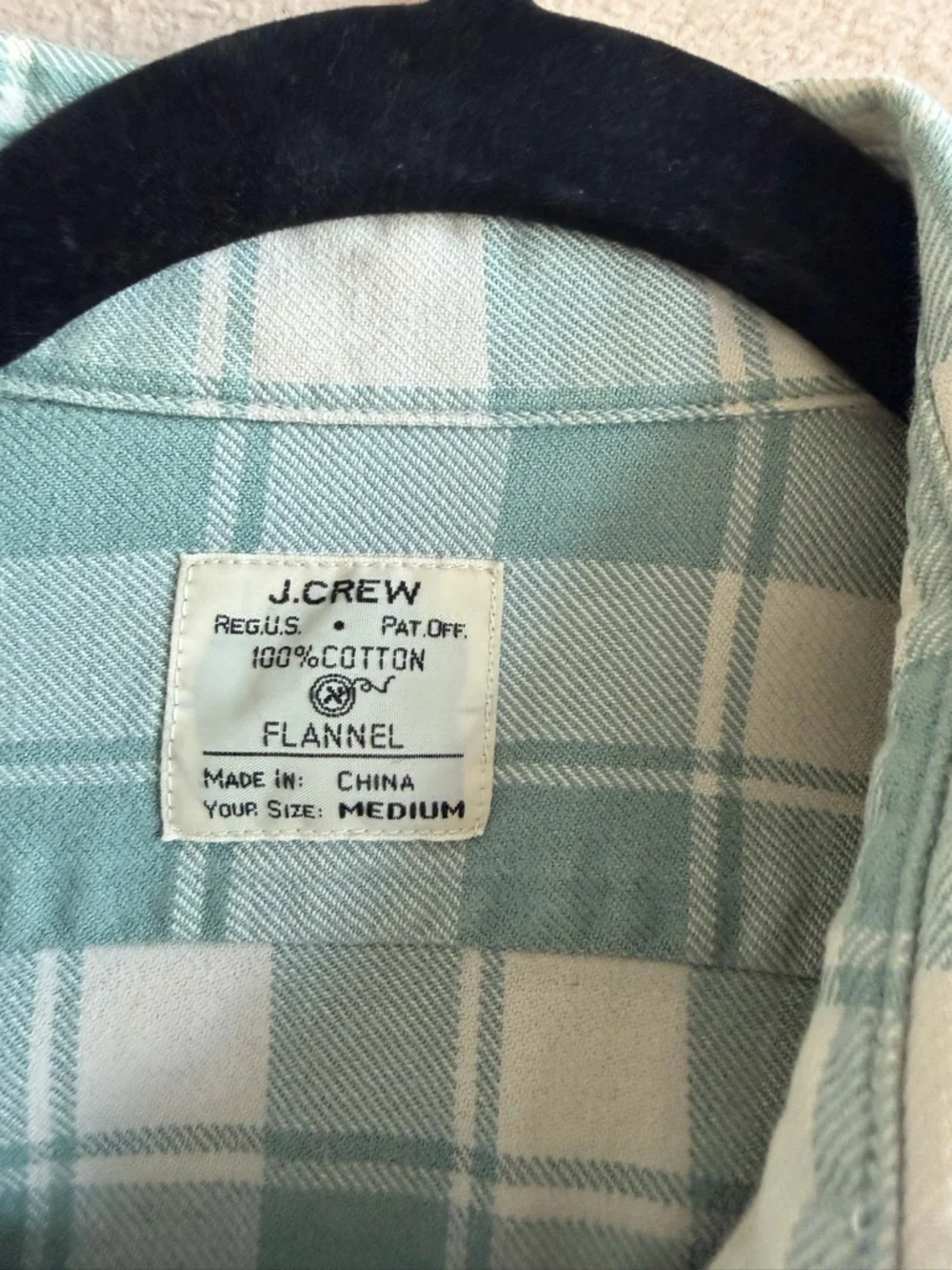 JCrew Men’s Medium Teal White Plaid Flannel Shirt Lightweight Cotton Button Down